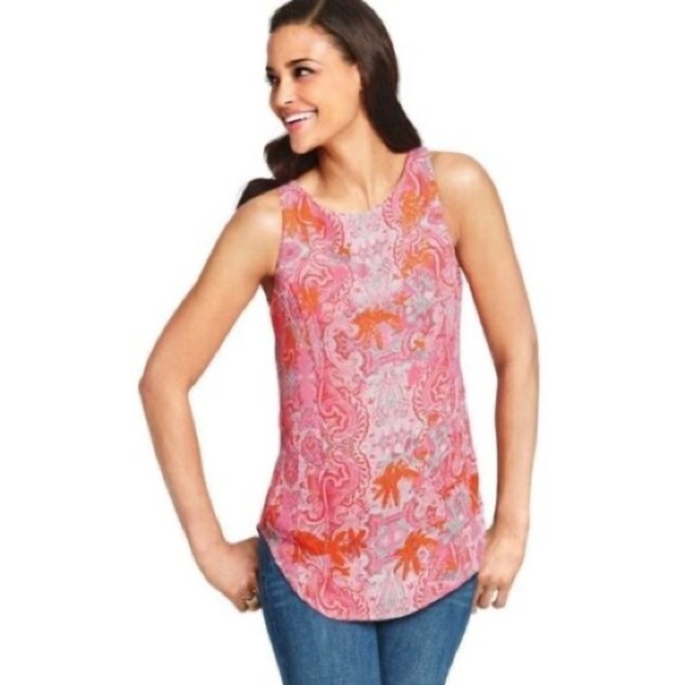 Cabi Pink Paisley Jubilee Top Sleeveless Tunic Top